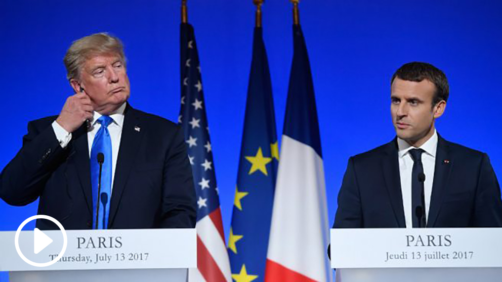 Donald Trump y Emmanuel Macron en una rueda de prensa conjunta. (AFP)