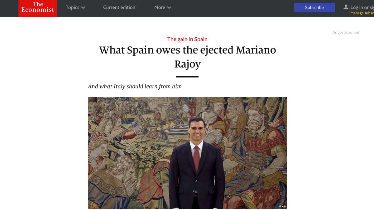 Articulo en The Economist sobre Mariano Rajoy.