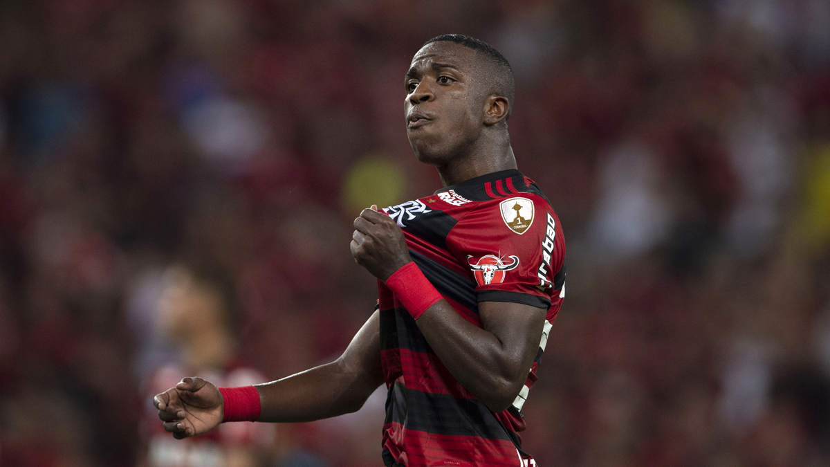 Vinicius Junior celebra un gol con el Flamengo (AFP).