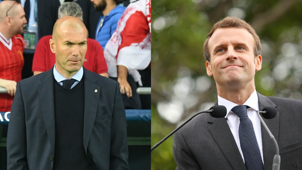 Zinedine Zidane y Emmanuel Macron.