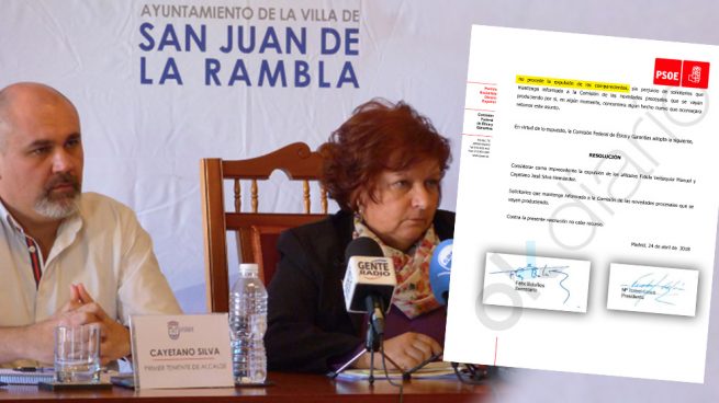 El documento firmado por la ministra portavoz Isabel Celaá que establece no expulsar del PSOE a la alcaldesa y al concejal acusados de corrupción