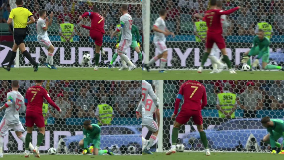 El fallo garrafal de David de Gea en el segundo gol de Cristiano Ronaldo.