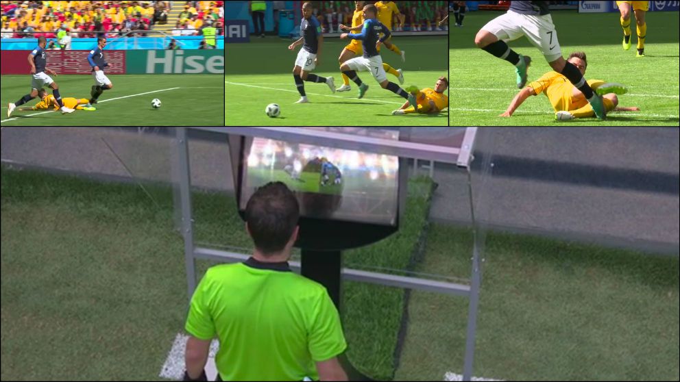 El árbitro señaló penalti a favor de Francia tras verlo en el VAR.