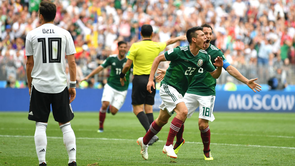 Hirving Lozano celebra su gol ante Alemania | Mundial 2018. (Getty)