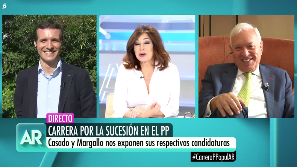 Pablo Casado y José Manuel García-Margallo en ‘El programa de Ana Rosa’.