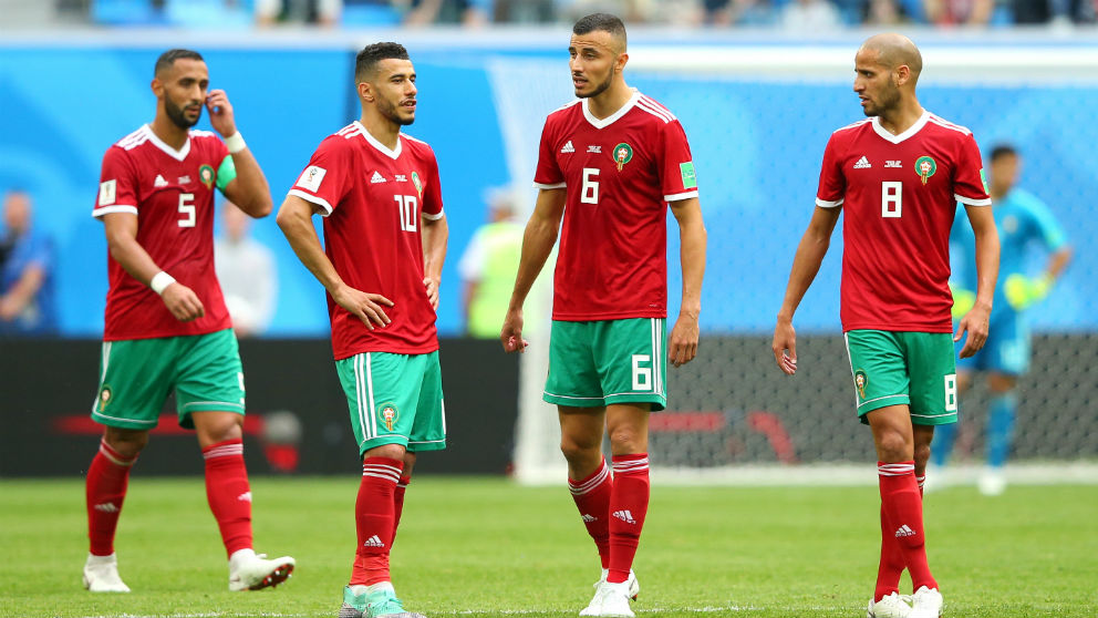 Los jugadores de Marruecos durante el choque frente a Irán en el Mundial 2018. (Getty)