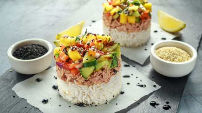 arroz blanco con atun de lata