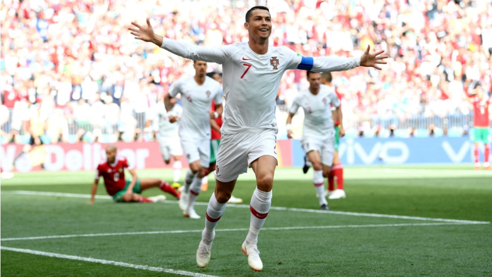 Cristiano adelantó a Portugal a los cinco minutos de partido. (Getty) | Portugal – Marruecos | Mundial 2018