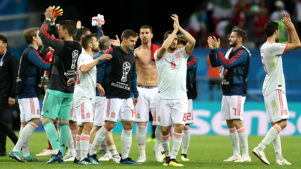 Los jugadores de España celebran la victoria ante Irán | Mundial 2018 (Getty)