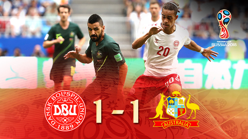 Dinamarca logra un empate ante una Australia que fue mejor.
