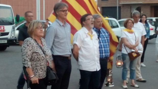 El secretario nacional del PSC, Sergi Vilamala, en la 'Flama del Canigó' en las Masías de Voltregà (Barcelona).