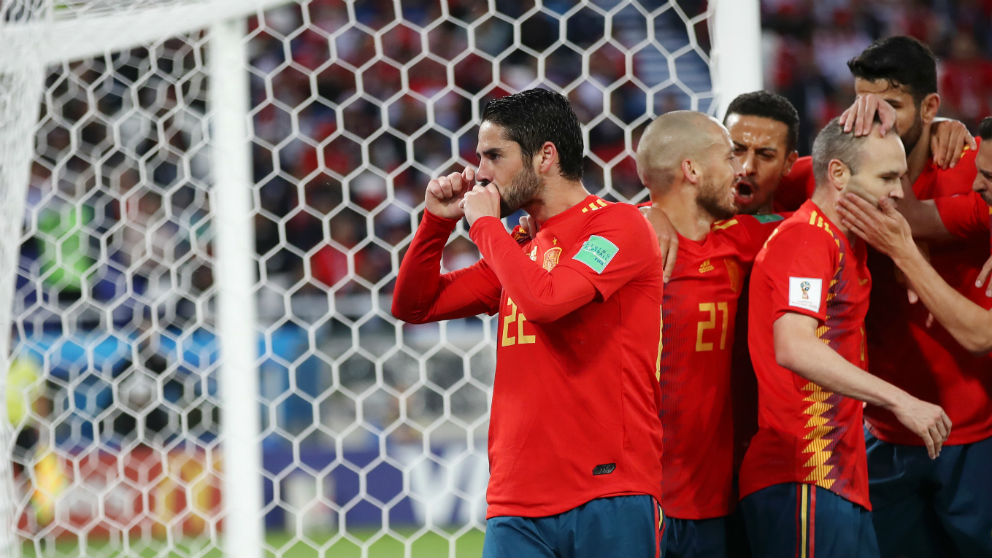 Isco celebra su gol ante Marruecos. (Getty)