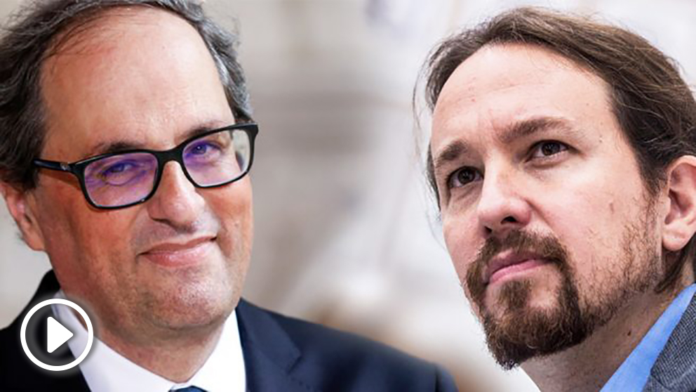 El presidente del Govern, Quim Torra, y el líder de Podemos, Pablo Iglesias