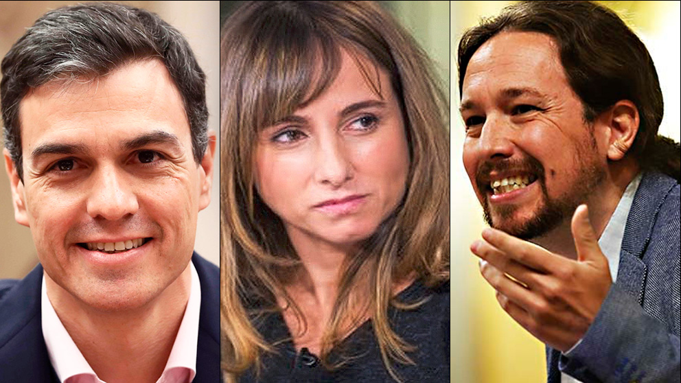 Pedro Sánchez, Ana Pardo de Vera y Pablo Iglesias