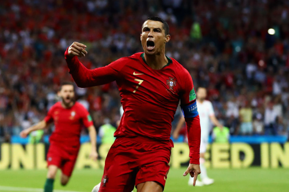 Cristiano Ronaldo celebra un gol con Portugal. (Getty)