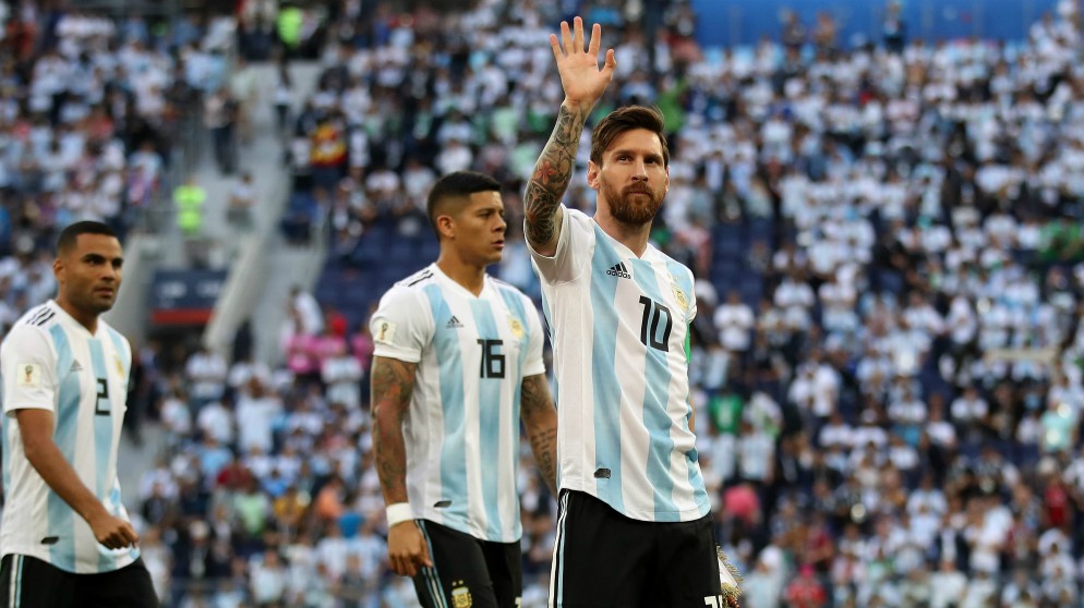 Messi, en un partido de Argentina en el Mundial. (Getty)