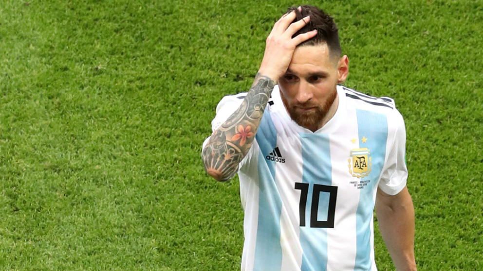 Messi, después de la eliminación de Argentina en el Mundial 2018. (Getty)