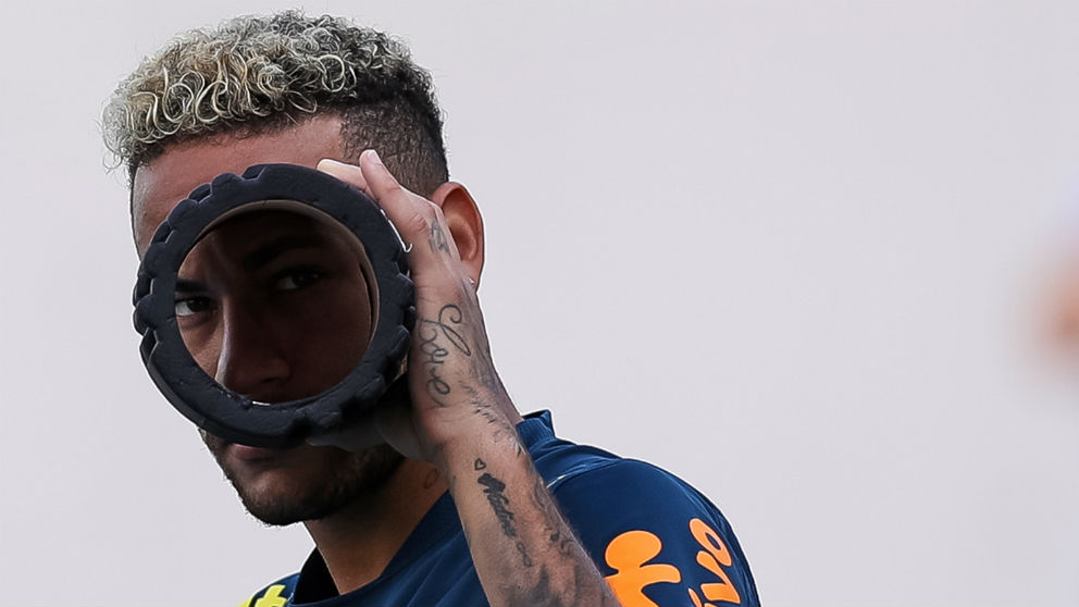 Neymar durante un entrenamiento con Brasil. (Getty)