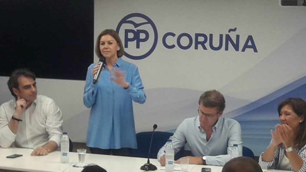 María Dolores de Cospedal durante un acto en Galicia dentro de su campaña por la presidencia del PP. Foto: Europa Press