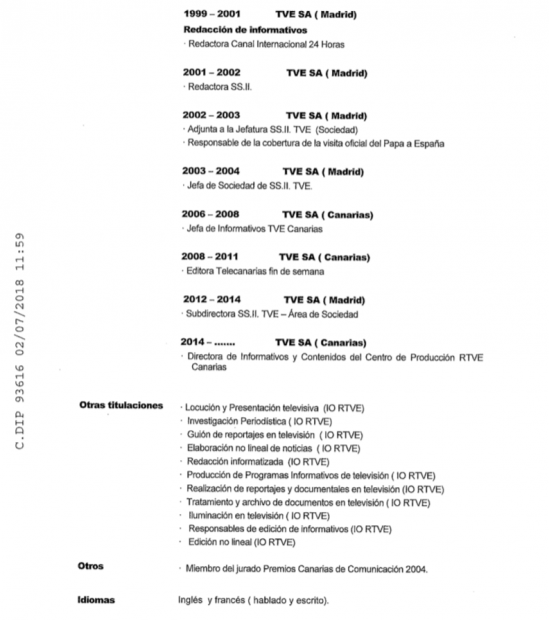 Currículum de Nieves Cristina Alcaine Hernández según la propuesta registrada por el PP (II)