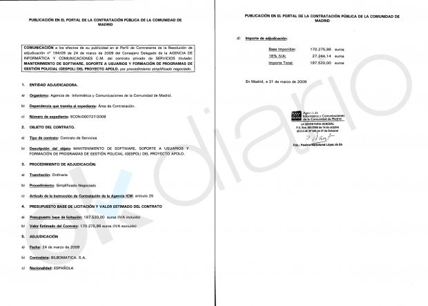 Contrato adjudicado por la Agencia de Informática de la Comunidad de Madrid ICM.