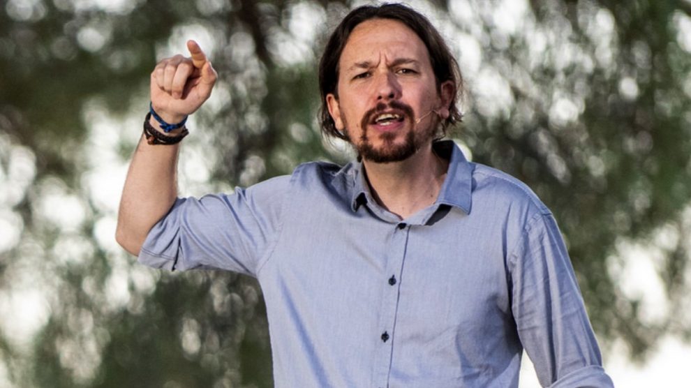 El líder de Podemos Pablo Iglesias en un mitin en Madrid. (Foto. Podemos)