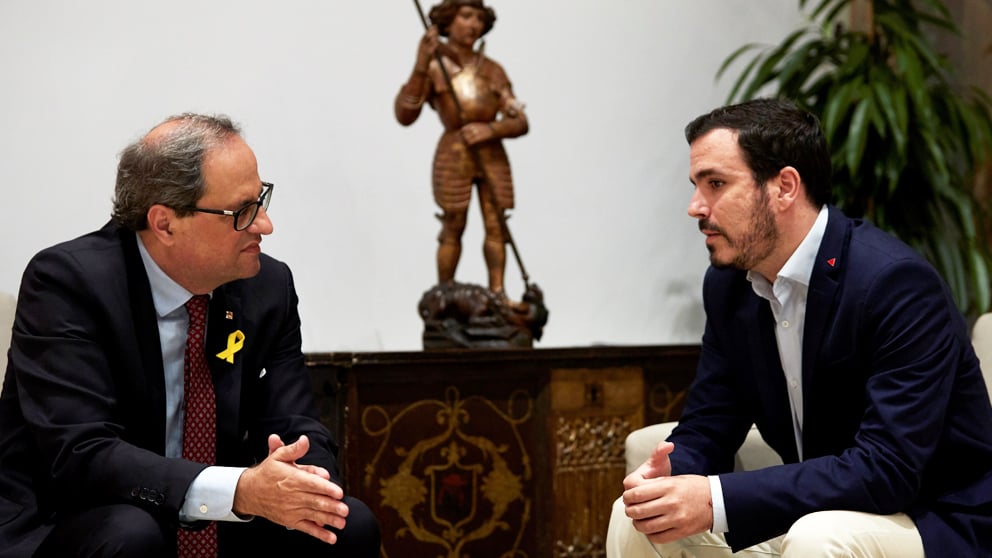 Quim Torra y Alberto Garzón. (Foto: EFE)