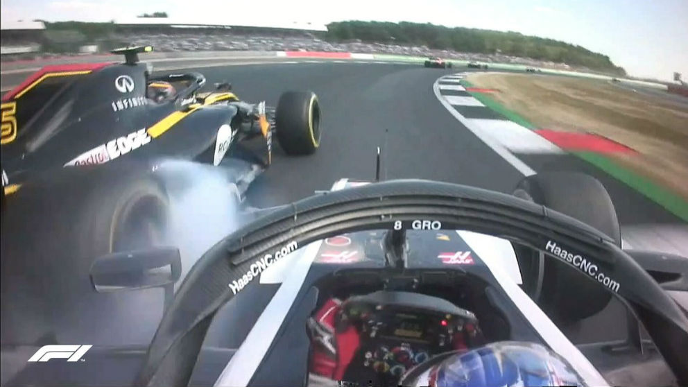 Accidente de Carlos Sainz con Grosjean.