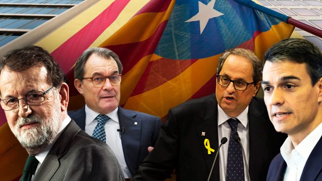 Mariano Rajoy, Artur Mas, Pedro Sánchez y Quim Torra