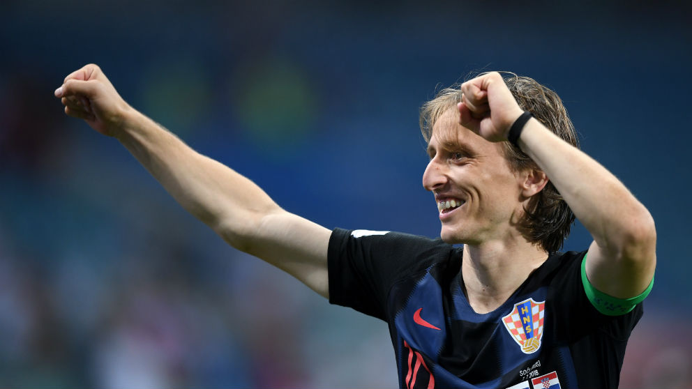 Luka Modric celebra la victoria de Croacia. (Getty)