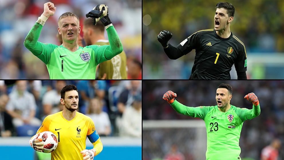 Pickford, Courtois, Lloris y Subasic durante este Mundial 2018 de Rusia. (Getty)