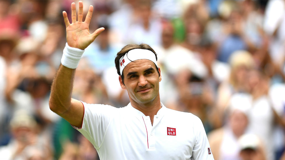Federer tras una victoria en Wimbledon. (Getty)