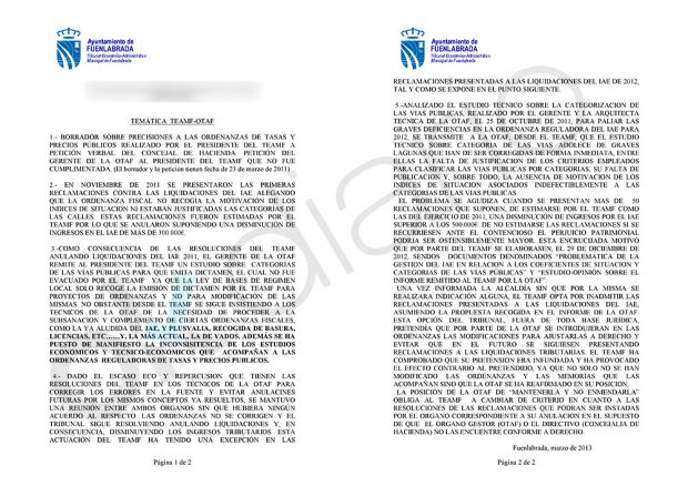 Informe del Tribunal Económico-Administrativo Municipal de Fuenlabrada TEAMF.
