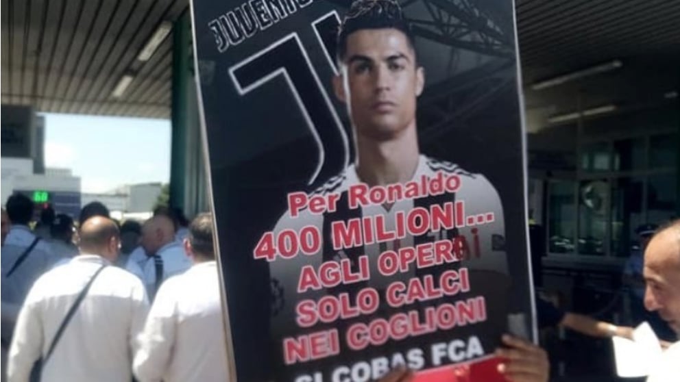Los trabajadores de FIAT van a la huelga por el fichajes de Cristiano Ronaldo. (Twitter)