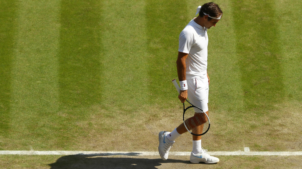 Roger Federer, durante el partido frente con Kevin Anderson. (Getty)