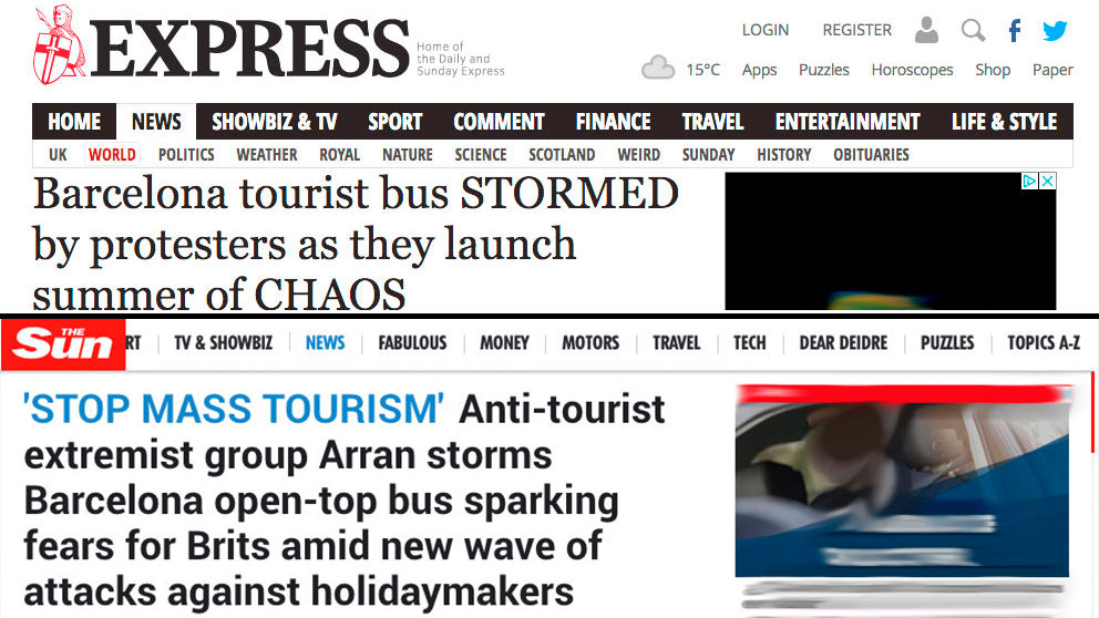 Portadas de ‘Express’ y ‘The Sun’ sobre los últimos ataques de Arran