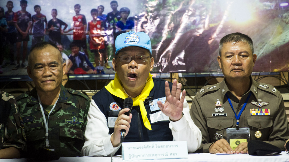 Rueda de prensa sobre los niños rescatados en Tailandia. (Foto: AFP)