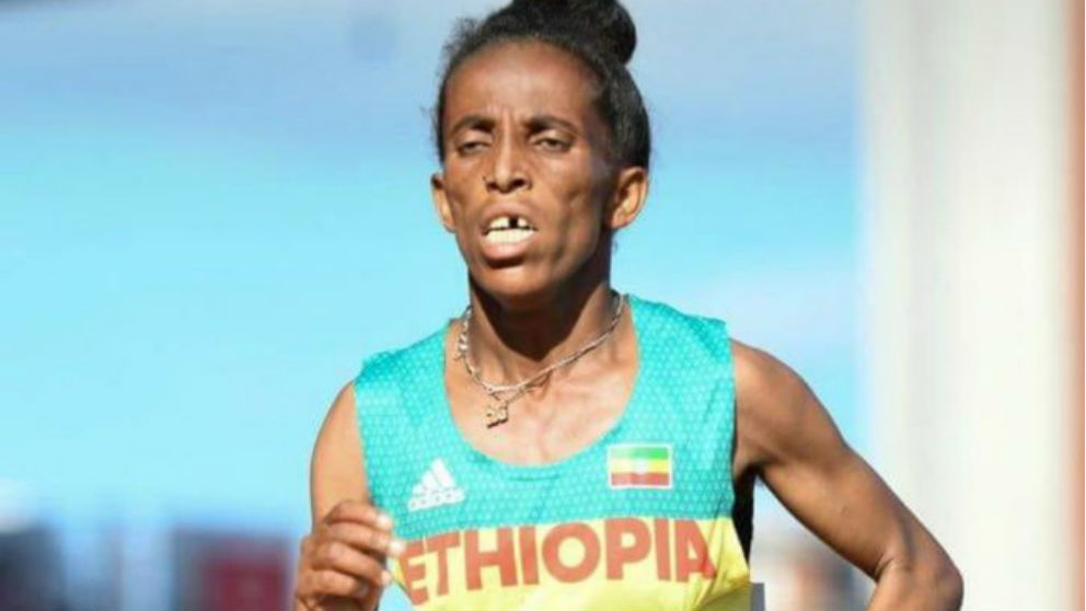 La atleta etíope Girmawit Gebrzihair durante su participación en el Mundial Sub’20. (Twitter)