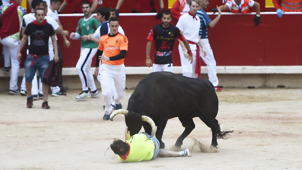 Encierro de los toros de Jandilla en San Fermín 2018. (Foto: AFP)