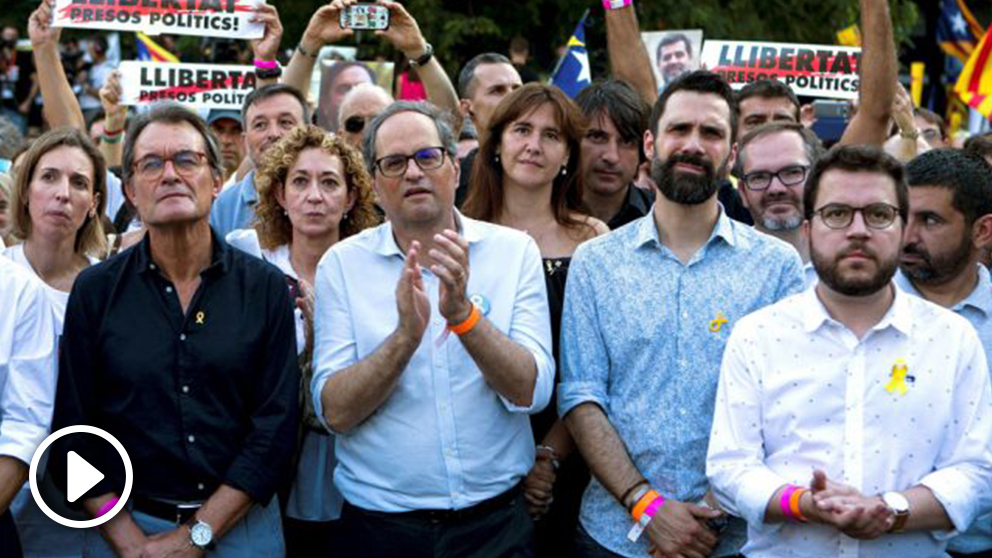 Quim Torra lidera la manifestación separatista (Foto: EFE)