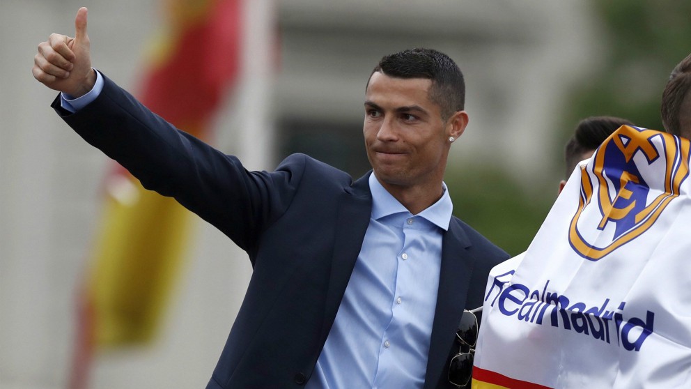 Cristiano Ronaldo, en la celebración de la Decimotercera. (EFE)