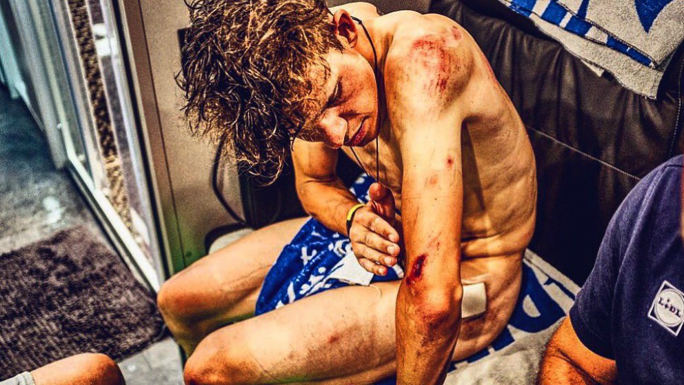 Bob Jungels, tras la etapa de pavé. (Twitter)