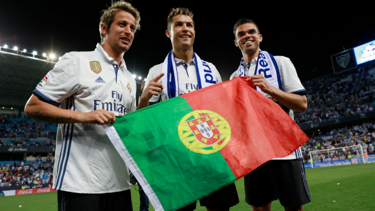 Coentrao, Cristiano y Pepe, tres de los exponentes del clan portugués. (Getty Images)