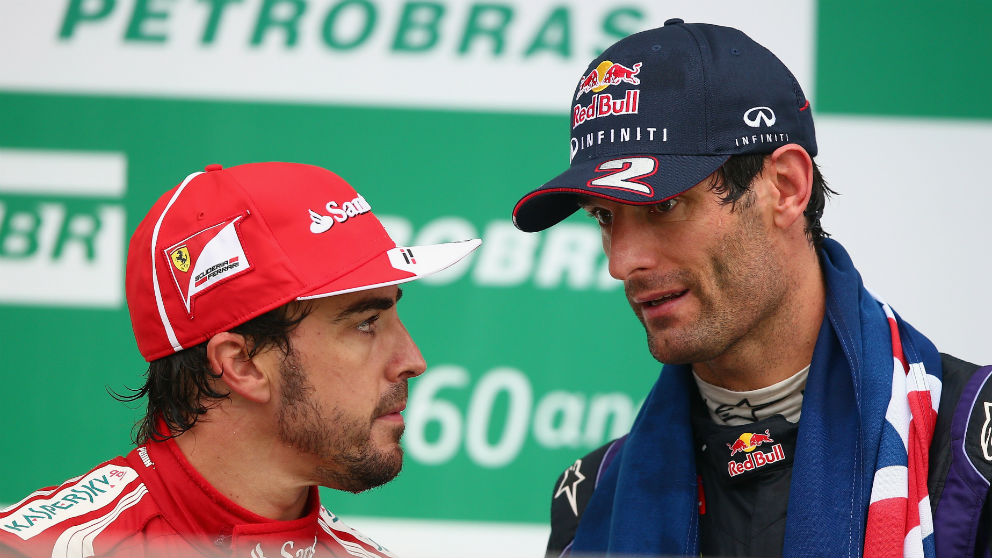 Fernando Alonso y Mark Webber. (Getty)