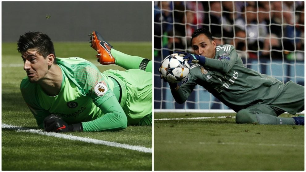 Courtois y Keylor durante la temporada pasada con Chelsea y Real Madrid. (Fotos: Getty Images)
