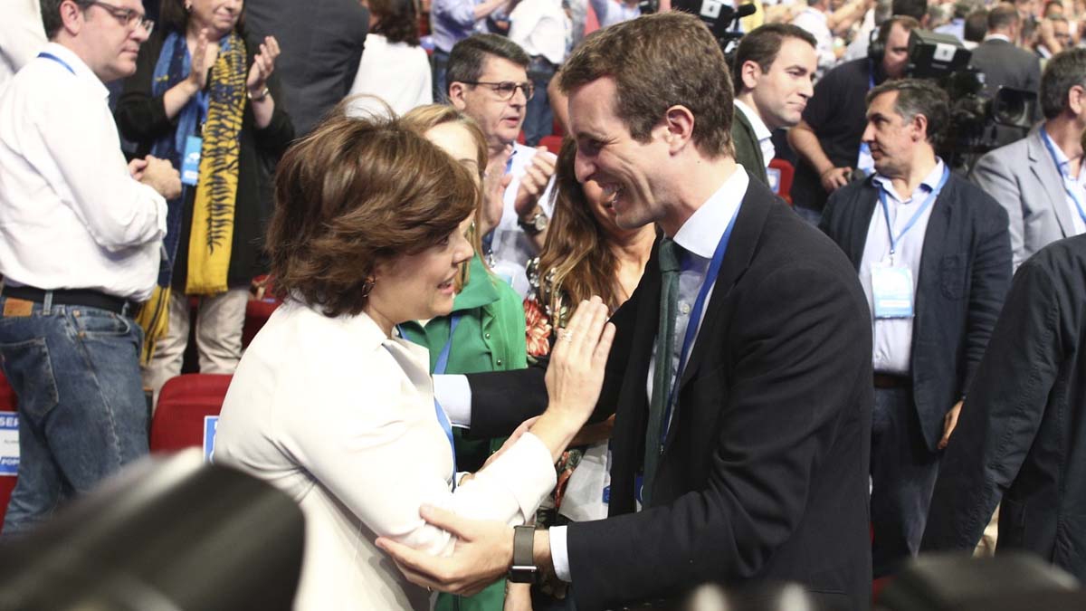 Soraya y Casado en el Congreso del PP. Foto: Europapress