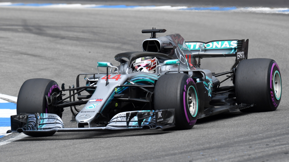 Hamilton, durante el Gran Premio de Alemania de Fórmula 1.