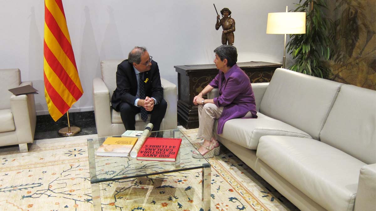 Quim Torra con la delegada del Gobierno en Cataluña, Teresa Cunillera. Foto: Europapress