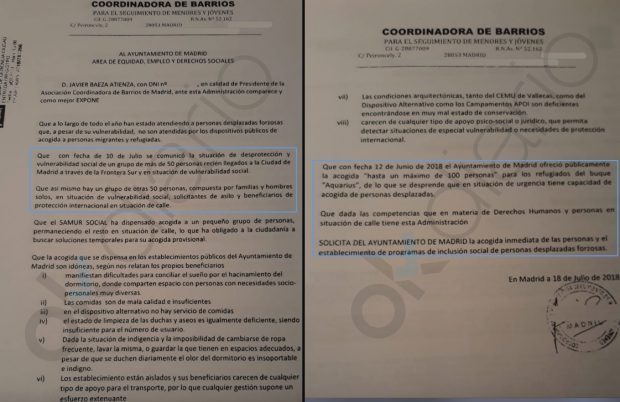 Carmena ofreció acogida a refugiados del Aquarius pese a tener más de 100 demandantes en Madrid