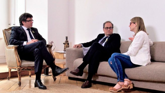 Carles Puigdemont, Quim Torra y Elsa Artadi. Foto: Europa Press